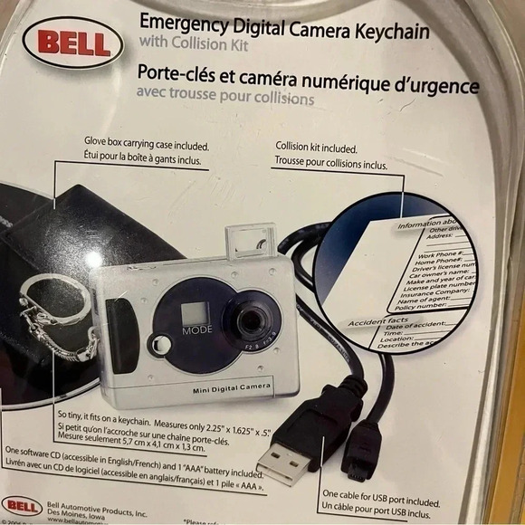 BELL EMERGENCY DIGITAL CAMERA KEYCHAIN  WITH COLLISION KIT | BRAND NEW SEALED - Picture 9 of 10